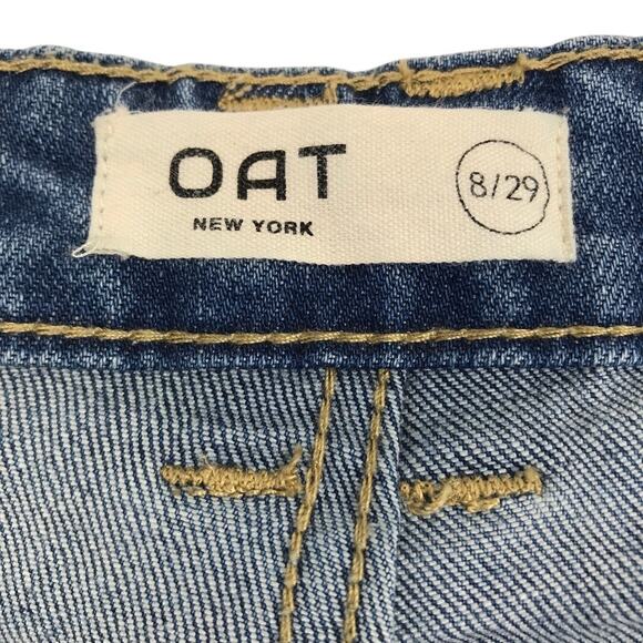 OAT New York High Rise Jeans Women 8/29 Blue Straight Classic Everyday Travel - Picture 6 of 12